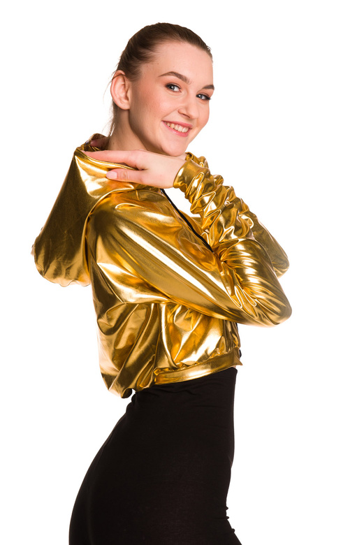 Sweat-shirt brillant métallisé pour enfant avec une grande capuche pour les performances or