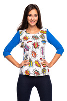 Блузка-майка рукав 3/4 з передом WOW волошкового кольору