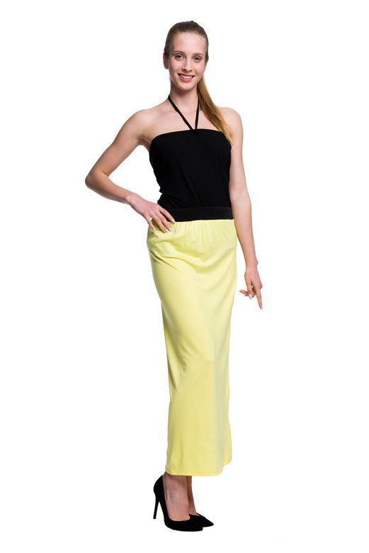Monterad MAXI viskos kjol - citron