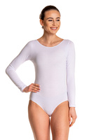 Body de antrenament gimnastică cu mâneci lungi B100D alb