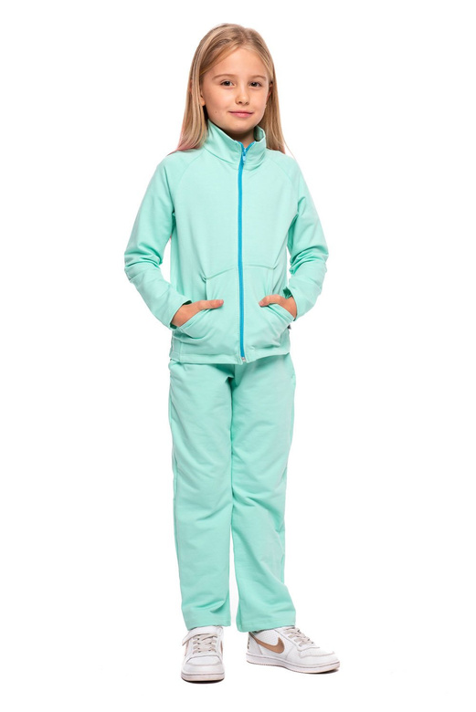 Sweat-shirt de sport avec col montant, fermeture éclair et poches, menthe