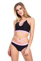 Short dama CURTEA SORRT Pole Dance Fitness negru - roz