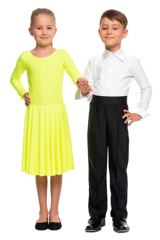 Tournament Ballroom Dance Dress for Girls FIRST STEP Neon Fluorescent Yellow