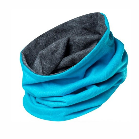 Echarpe cheminée TUBA col roulé chaud deux couches turquoise + graphite
