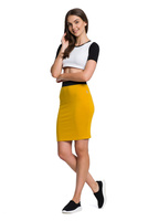 Fitted Mustard Viscose Midi Skirt