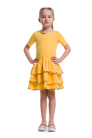 Vestido de niña con volantes y pasamanería metalizada - amarillo y dorado