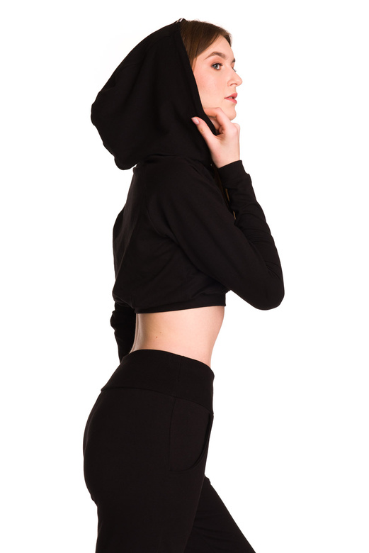 Sweat court enfant à grande capuche pour fille noir