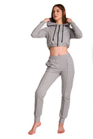 Women's Melange Grey Joggers with Ribbed Hem