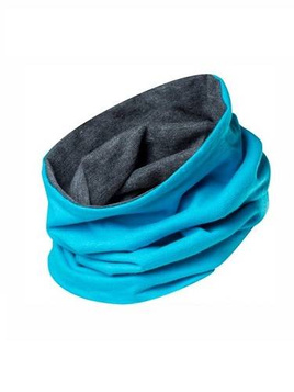 Echarpe cheminée TUBA col roulé chaud deux couches turquoise + graphite