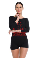 OUTLET Body con maniche 3/4 e gamba corta nero