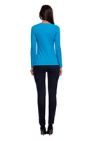 Long-sleeved Kangaroo Pocket Shirt in WOW Turquoise.