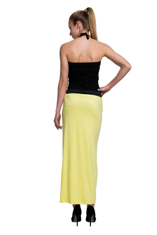 Monterad MAXI viskos kjol - citron