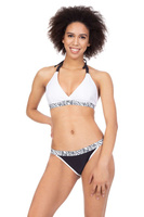 Costum de baie BIKINI top - ZEBRA alb