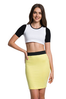Fitted Viscose Midi Skirt - Lemon