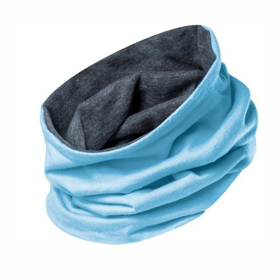 Écharpe cheminée TUBA col roulé chaud deux couches bleu + graphite
