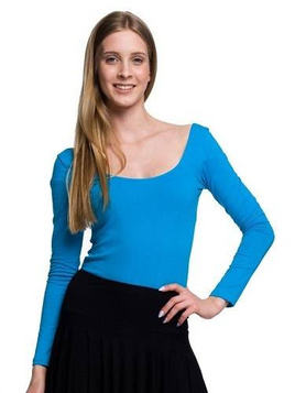 Body da donna snellente turchese con maniche lunghe