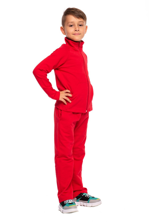 Felpa sportiva con collo alto, cerniera e tasche, rossa