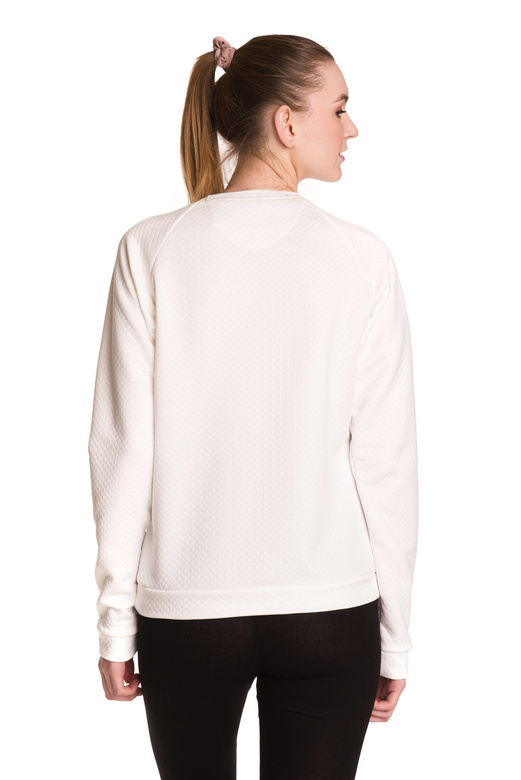Sweat-shirt de sport femme sans capuche, matelassé blanc