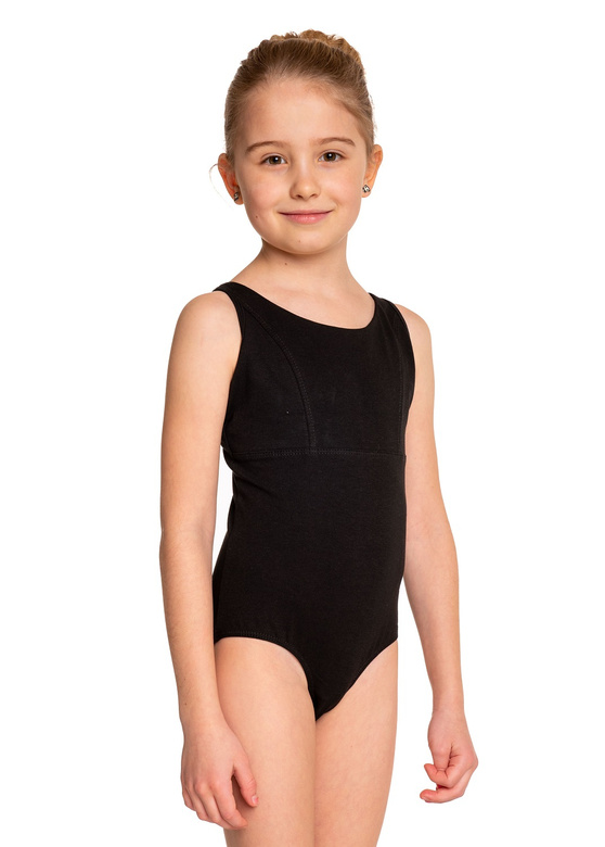 Gymnastik-Trainingsbody für Damen und Kinder mit Trägern SPIDER B103C schwarz