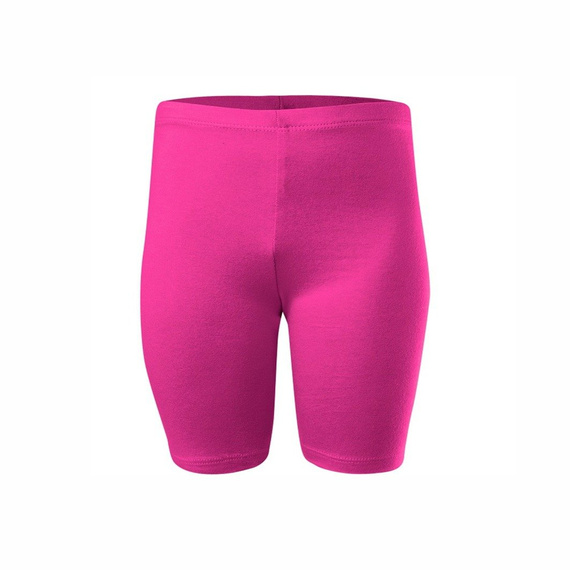 Short sports leggings for women, men, and children made of cotton in fuchsia.