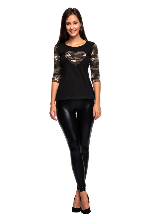 Leggings de mujer con cintura alta brillante NEGRO
