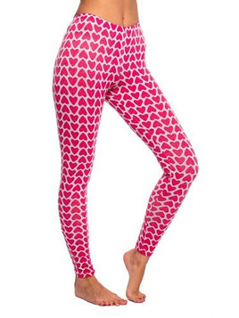 Sportleggings för kvinnor för barn med ett HJÄRTA-mönster fuchsiagrå