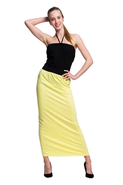 Jupe cintrée MAXI en viscose - citron