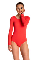 Body de antrenament gimnastică cu mâneci lungi B100D coral