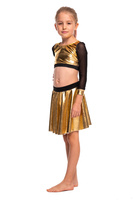 Metallic Shimmering Gold Girls' Long Sleeve Mesh Athletic Top