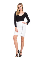 Prešito krilo PENCIL z okrasno belo zadrgo