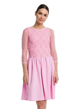 Robe évasée en dentelle - rose