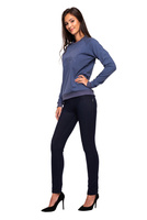 Damen-Sport-Sweatshirt mit langen Ärmeln mit geometrischer Stickerei aus Denim