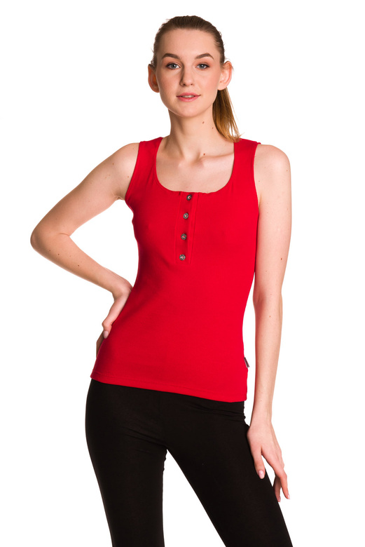 Chemisier femme sans manches en coton à rayures rouges