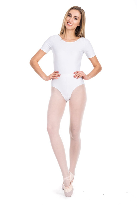 Body allenamento ginnastica con maniche corte in lycra L100K bianco