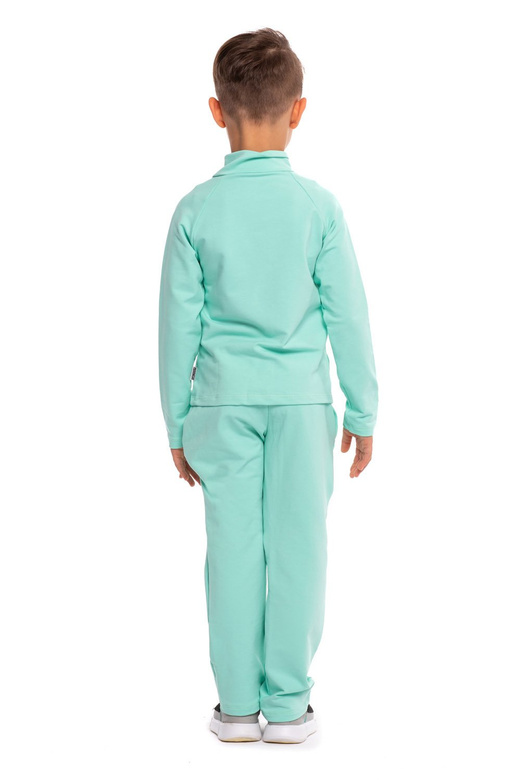 Felpa sportiva con collo alto, cerniera e tasche, color menta