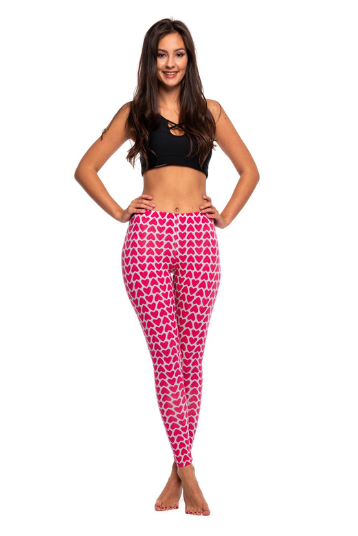 Legging sport femme enfant motif COEUR gris fuchsia