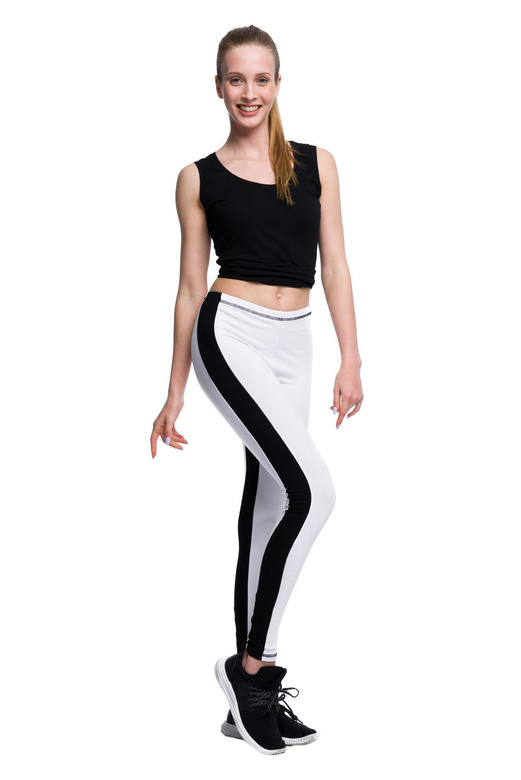 Legging blanc à rayures noires blanc noir