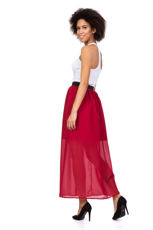 Jupe MAXI en mousseline de soie - bordeaux