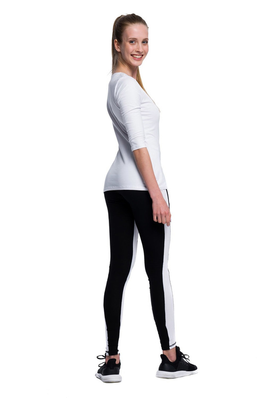 Schwarze Leggings mit weißen Streifen schwarz weiß