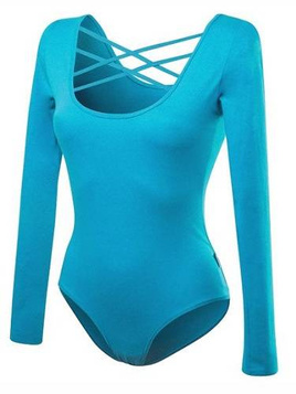 Body da donna turchese con lacci e maniche lunghe
