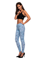 Sporty blue paisley pattern leggings for girls.