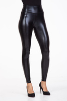 Damen-Leggings mit hoher Taille glänzend SCHWARZ