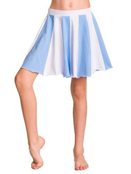 Eco-Line Cotton Flared Skirt with Full Circle for Girls - White Blue