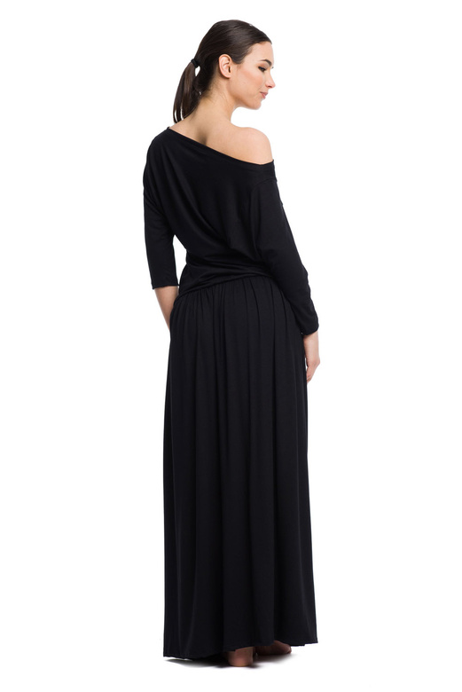 Rochie MAXI lunga din vascoza - neagra