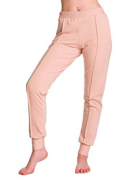 Women's sweatpants with powder pink trim.