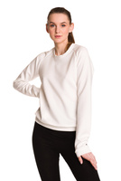 Sweat-shirt de sport femme sans capuche, matelassé blanc