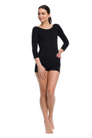 Black 3/4 Sleeve Bodysuit with Short Legging.