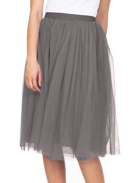 Jupe midi en tulle avec doublure - gris