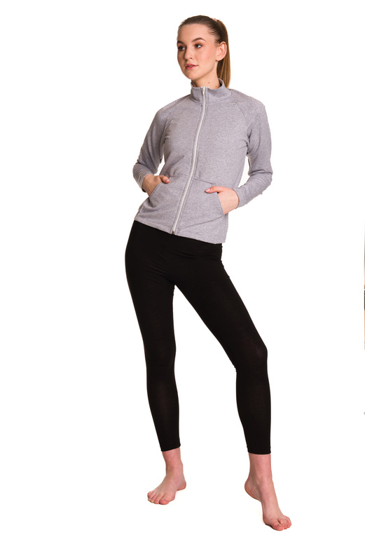 Sport-Sweatshirt mit Stehkragen und Taschen melange grau