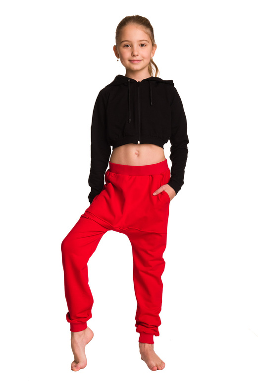 Sweat court enfant à grande capuche pour fille noir